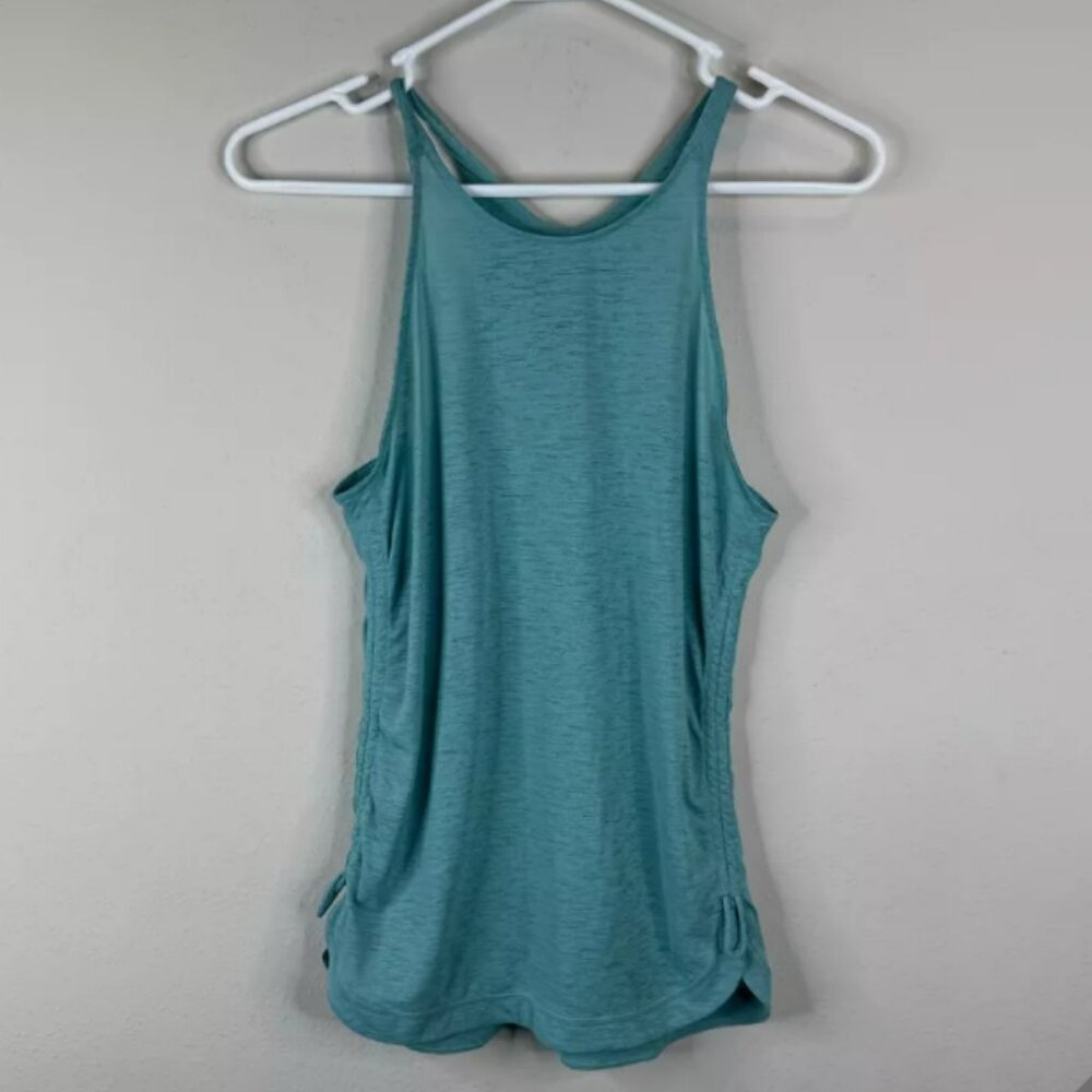 Prana Blue Racerback Tank Top w/Ruched Sides - size XS